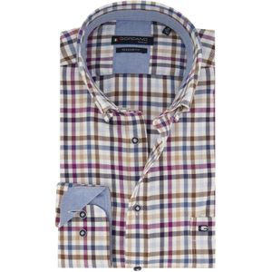 Giordano casual overhemd wijde fit blauw ruit button down boord