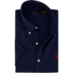 Korte mouw Polo Ralph Lauren navy overhemd linnen