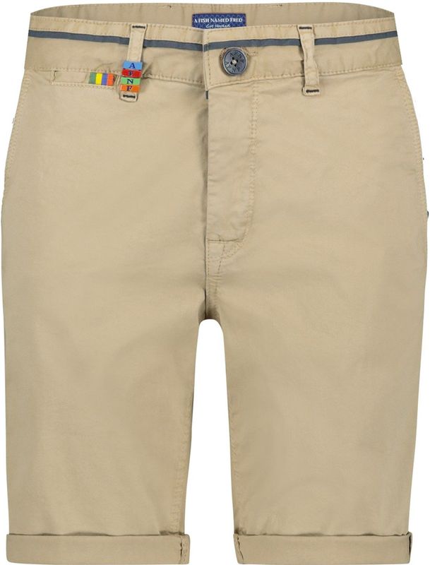 A Fish Named Fred korte broek beige effen katoen-stretch
