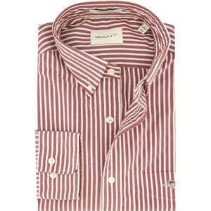 Gant casual overhemd normale fit bordeaux gestreept borstzak