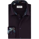 Eton Classic Fit overhemd aubergine met print in boord