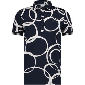 Blue Industry polo donkerblauw geprint