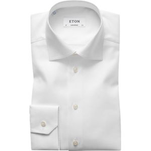 Overhemd Eton wit twill contemporary fit kreuk vrij