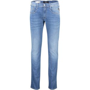 Replay jeans blauw effen katoen 5-pocket