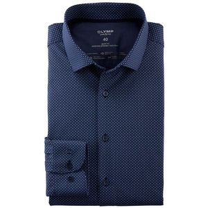 Olymp overhemd Level Five extra slim fit donkerblauw effen katoen mouwlengte 7