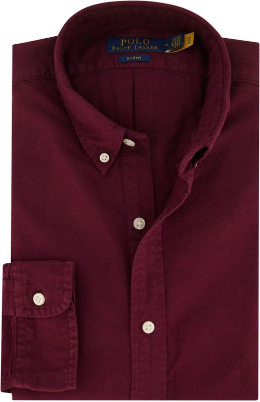 Polo Ralph Lauren casual overhemd  slim fit bordeaux effen katoen