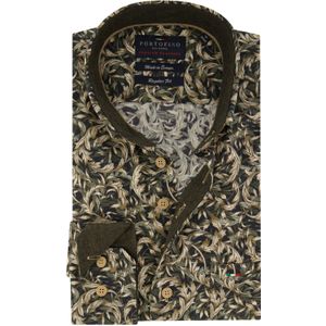 Portofino Regular Fit casual overhemd groen bladeren print