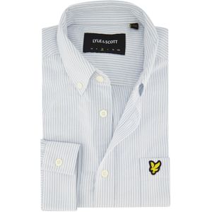 Lyle & Scott casual overhemd normale fit lichtblauw en wit gestreept katoen borstzak