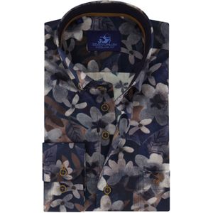 Eden Valley Regular Fit casual overhemd bloemen donkerblauw