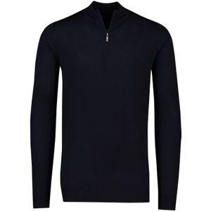 Portofino trui half zip extra lang effen donkerblauw normale fit