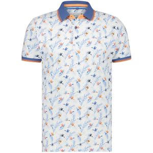 A Fish Named Fred polo lichtblauw geprint katoen slim fit