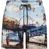 A Fish Named Fred zwembroek blauw geprint polyester
