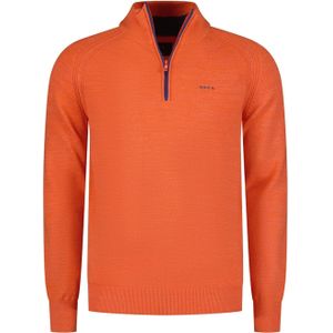 New Zealand sweater half zip oranje effen katoen