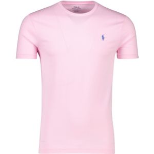 Roze t-shirt Ralph Lauren Custom Slim Fit effen katoen ronde hals