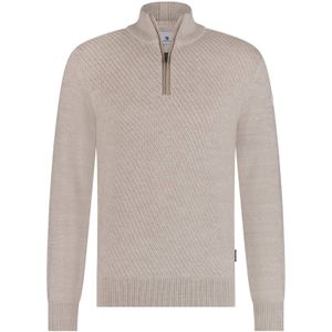 State of Art trui half zip beige effen stretch wijde fit