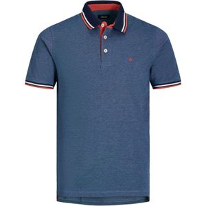 JACK & JONES PLUS SIZE Slim Fit Polo JJEPAULOS Plus Size met Contrastbies Denim Blue