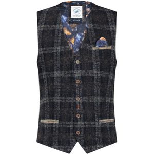 A Fish Named Fred gilet bruin grijs geruit slim fit