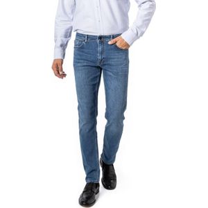 Hiltl jeans Tecade blauw effen denim, stretch en cashmere blend