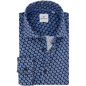 Blue Industry casual overhemd blauw slim fit lichtblauwe bloemen print katoen