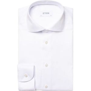 Wit Eton overhemd contemporary fit signature twill katoen