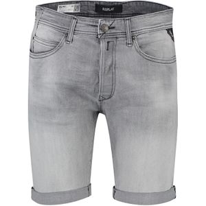 Replay korte broek  grijs effen katoen