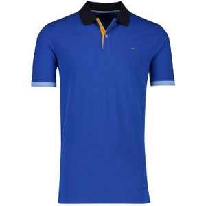 Portofino polo korte mouw extra lang 2 knoops normale fit blauw effen katoen