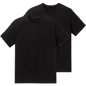 T-shirt Schiesser zwart katoen ronde hals 2-pack