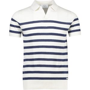 Born With Appetite polo normale fit donkerblauw wit gestreept linnen