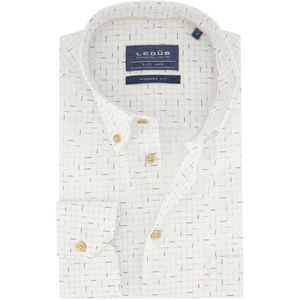 Ledub overhemd Modern Fit New wit geprint button down