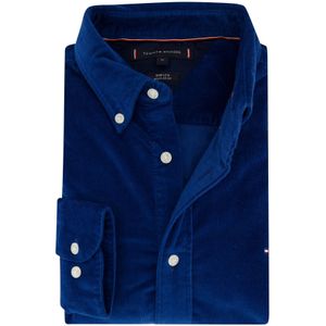 Overhemd Tommy Hilfiger casual normale fit blauw effen corduroy