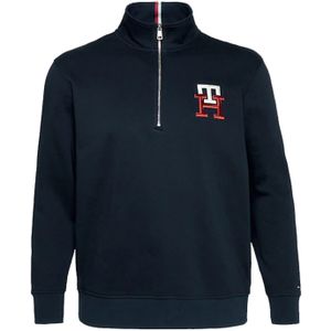 Tommy Hilfiger trui met rits donkerblauw Big & Tall katoen