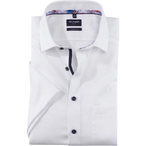 Olymp Luxor Modern Fit overhemd korte mouw normale fit wit effen katoen