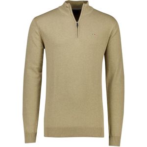 Portofino half zip trui extra lang beige effen katoen