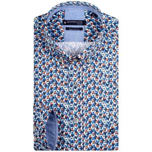 Giordano casual lange mouwen overhemd wijde fit blauw geprint katoen-stretch