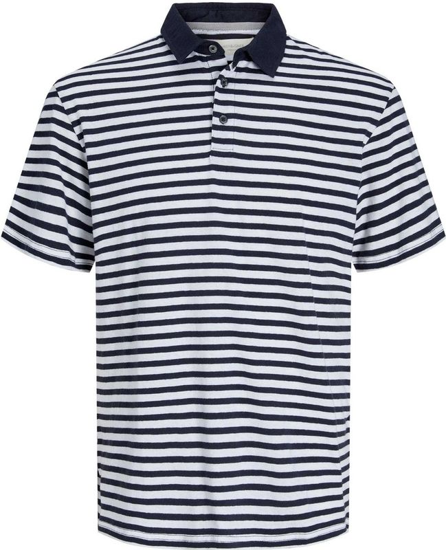 Jack&Jones plus size polo donkerblauw gestreept katoen