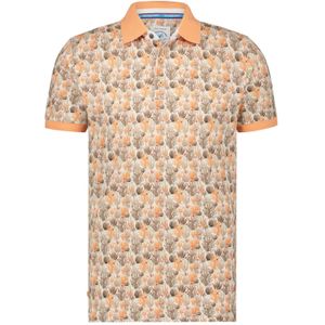 A Fish Named Fred polo stretch oranje geprint katoen slim fit