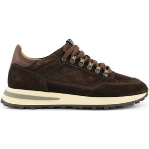 Giorgio sneakers bruin effen leer veters en lichte zool