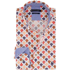 Giordano casual overhemd wijde fit lichtblauw multicolor geprint katoen