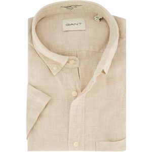 Gant casual overhemd korte mouw beige gemêleerd