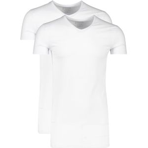 Slater t-shirt wit katoen korte mouw extra long fit 2-pack