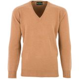Aaln Paine trui camel classic fit lamswol Hampshire v-hals