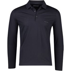 Lange mouwen polo Pierre Cardin normale fit donkerblauw effen katoen