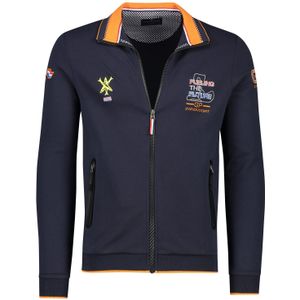 Portofino race vest donkerblauw rits effen katoen stretch