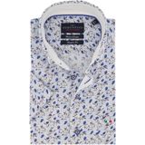 Portofino casual overhemd korte mouw  wijde fit lichtblauw geprint katoen