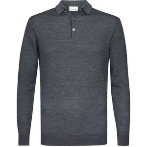 Profuomo polo donkergrijs lange mouw normale fit