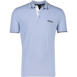 Hugo Boss green polo 3-knoops regular fit blauw stretch paddy katoen