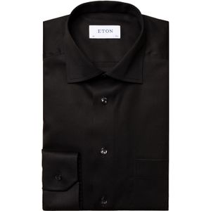 Eton business Signature Twill overhemd Classic Fit zwart effen