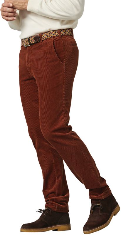Meyer corduroy broek koper effen corduroy, stretch