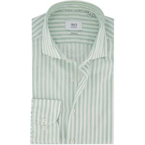 Eterna overhemd groen gestreept modern fit wide collar