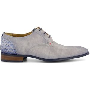 Giorgio - Veterschoenen - Grijs - Leer - Donkerblauwe Details